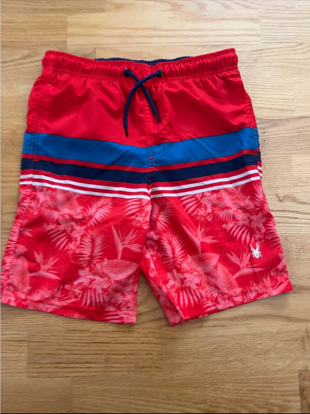 Spyder Blue Swim Shorts with Orange Stitching